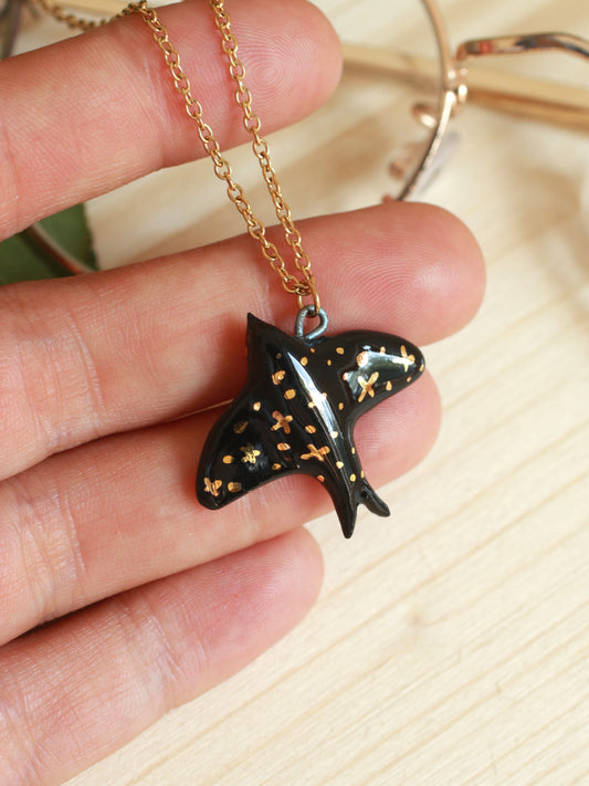 Starry swallow necklace - 22k gold details