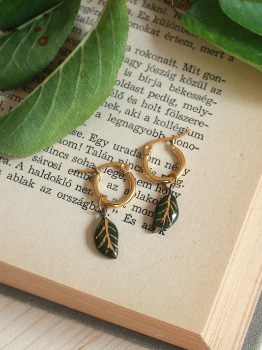 Leaf earrings - 22k gold details