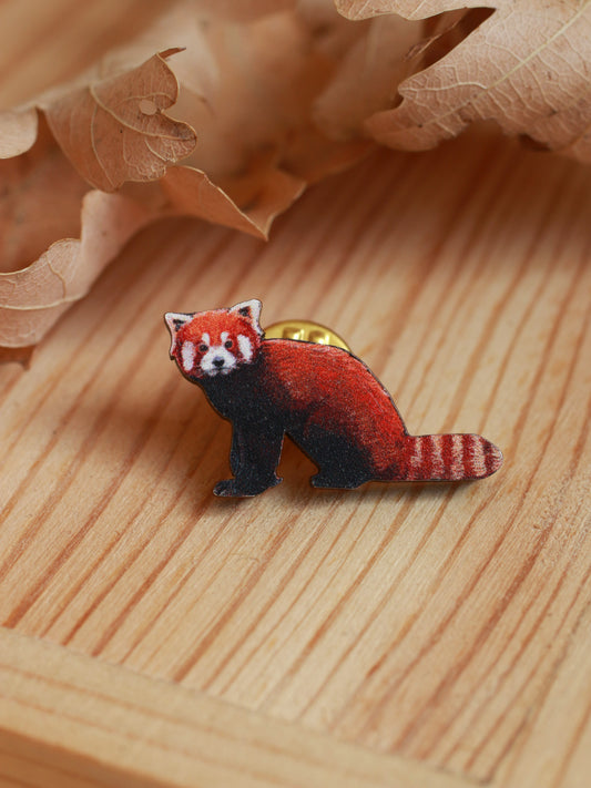 Red panda pin - wooden pin