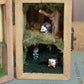 Hedgehogs nest shadow box - Hedgehog family in a hand-painted open-able wooden box