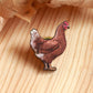 Chicken pin - wooden hen brooch