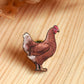 Chicken pin - wooden hen brooch