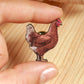 Chicken pin - wooden hen brooch