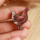 Chicken pin - wooden hen brooch