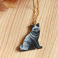 Silver fox necklace - black fox pendant