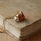 Hedgehog necklace with a tiny mushroom