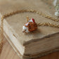 Hedgehog necklace with a tiny mushroom