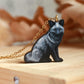 Silver fox necklace - black fox pendant