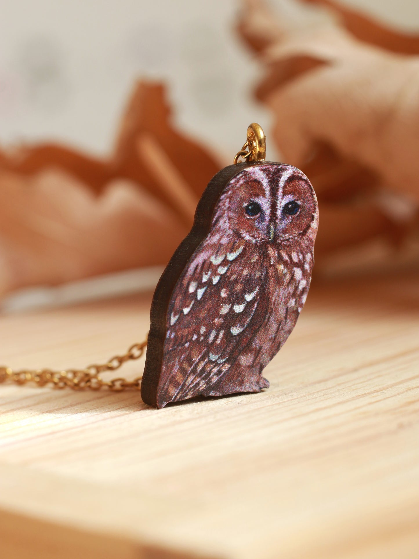 Tawny owl necklace