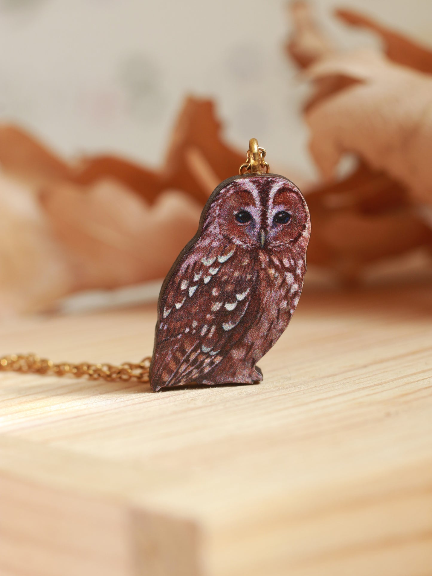 Tawny owl necklace