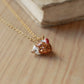 Hedgehog necklace with a tiny mushroom
