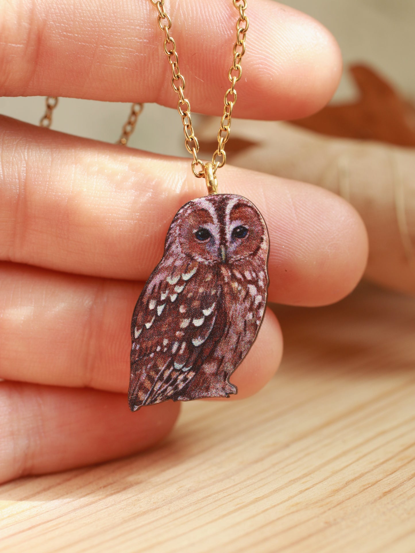 Tawny owl necklace