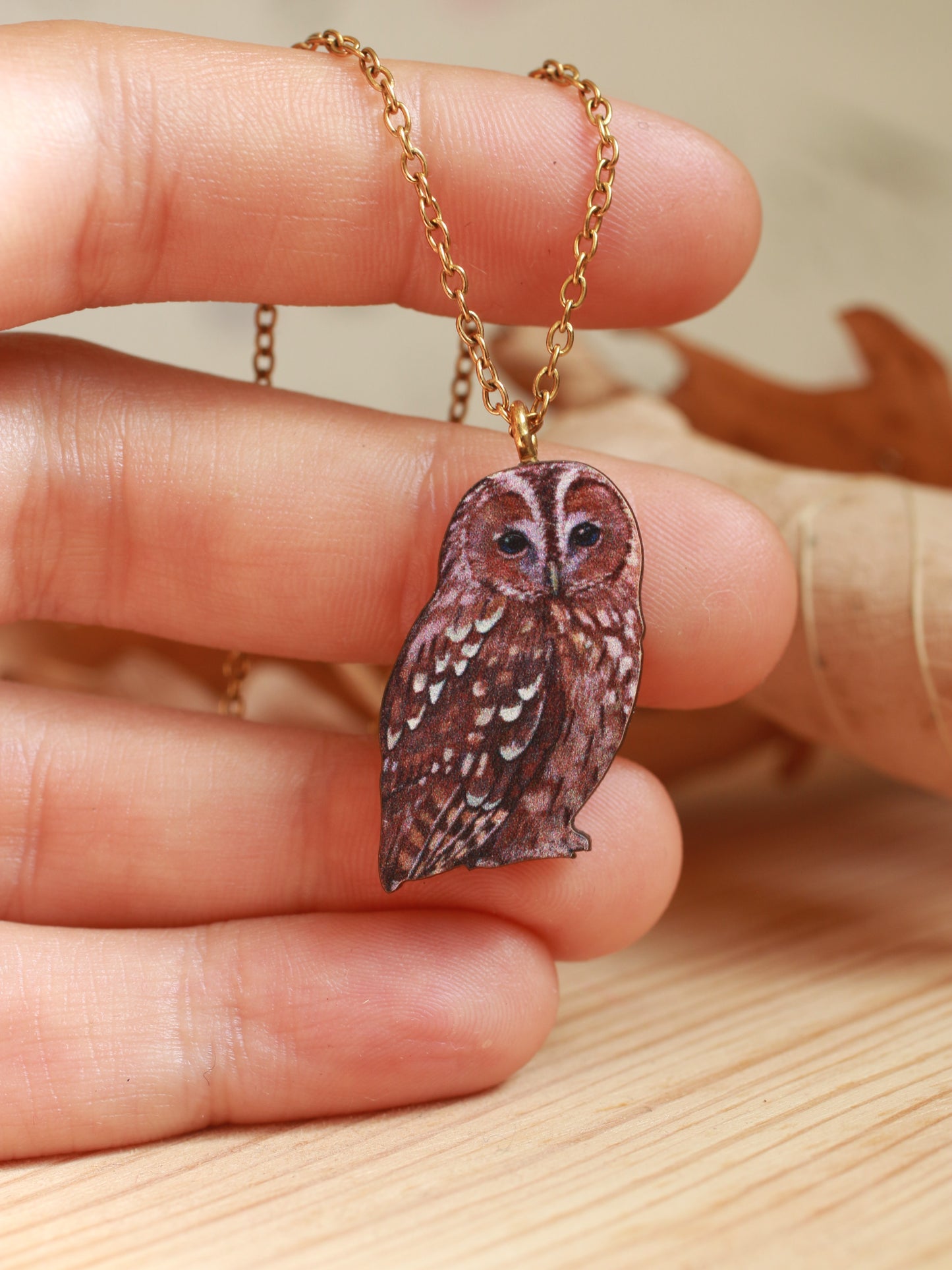 Tawny owl necklace