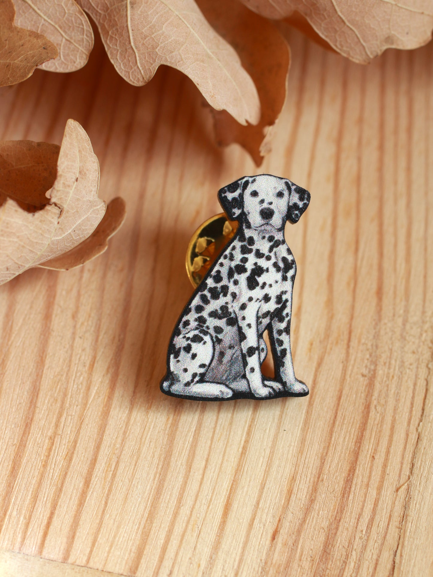 Dalmatian pin - wooden dog brooch