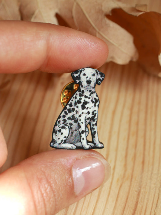 Dalmatian pin - wooden dog brooch