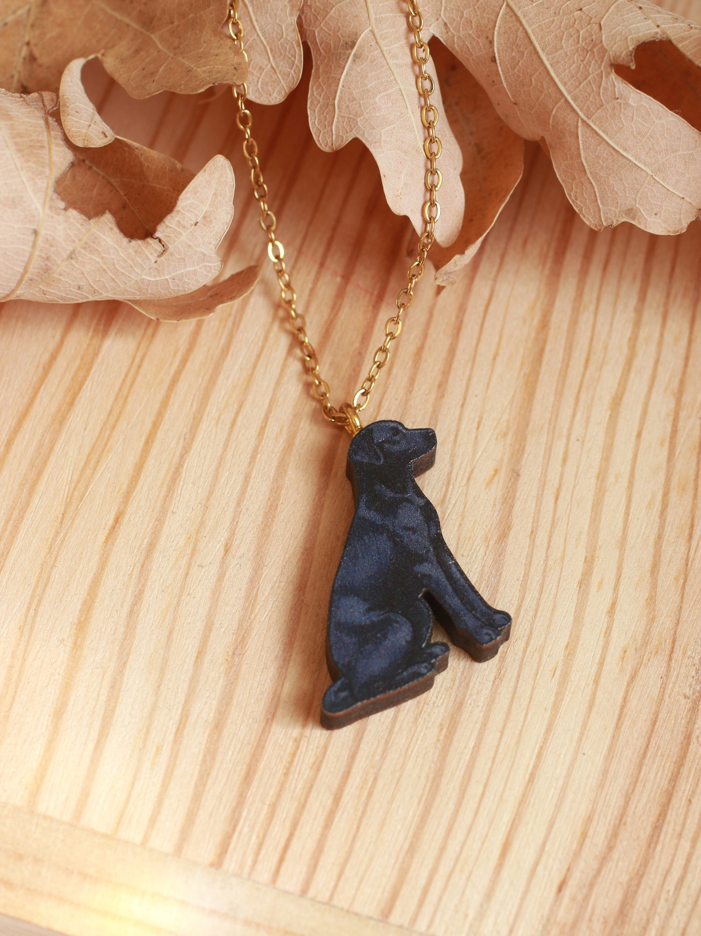 Black dog necklace - black Labrador pendant