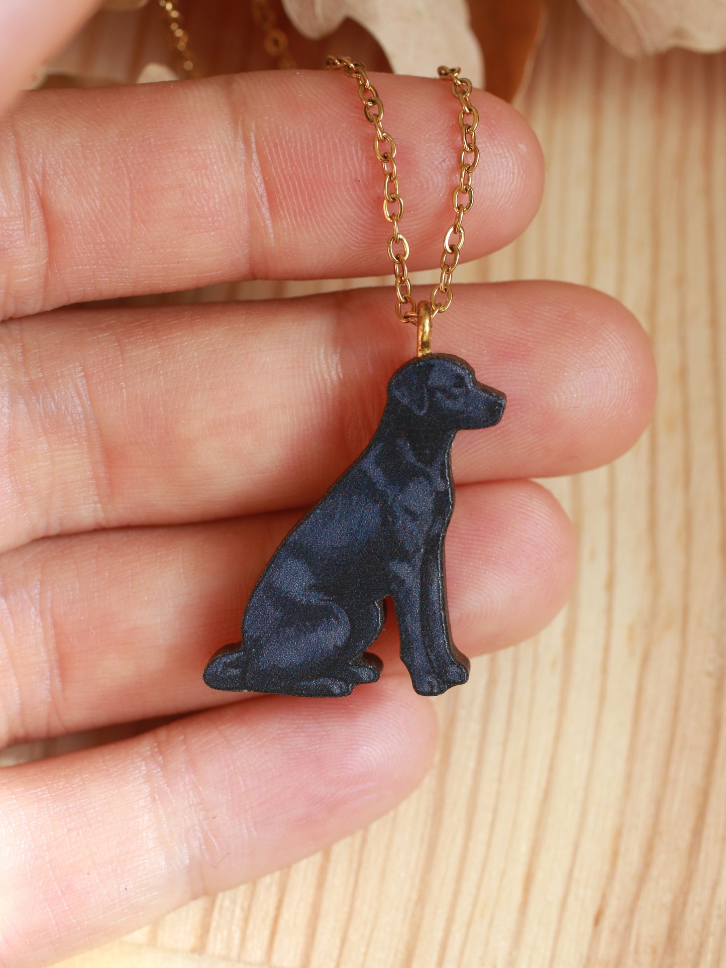 Black dog necklace - black Labrador pendant