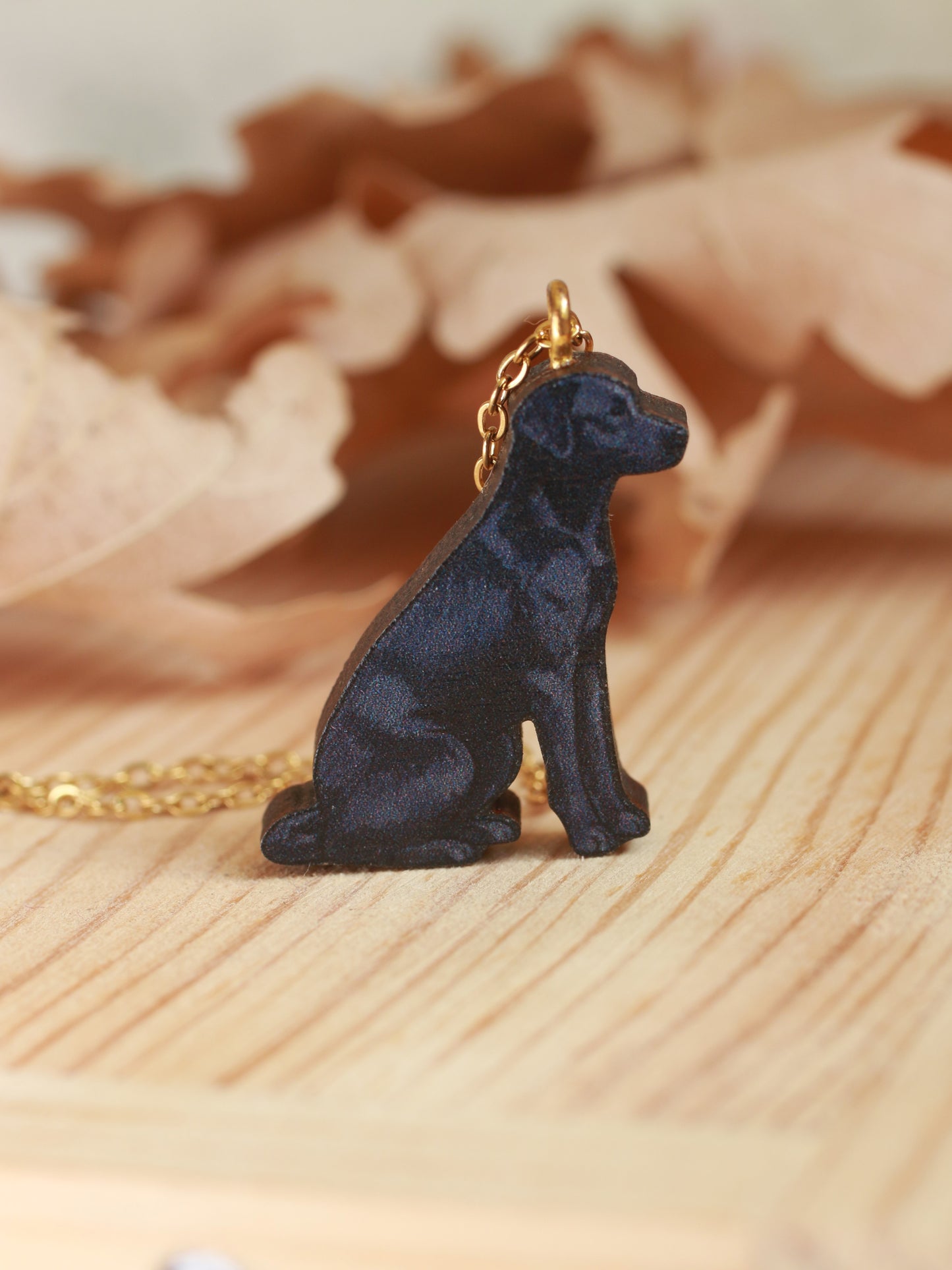 Black dog necklace - black Labrador pendant