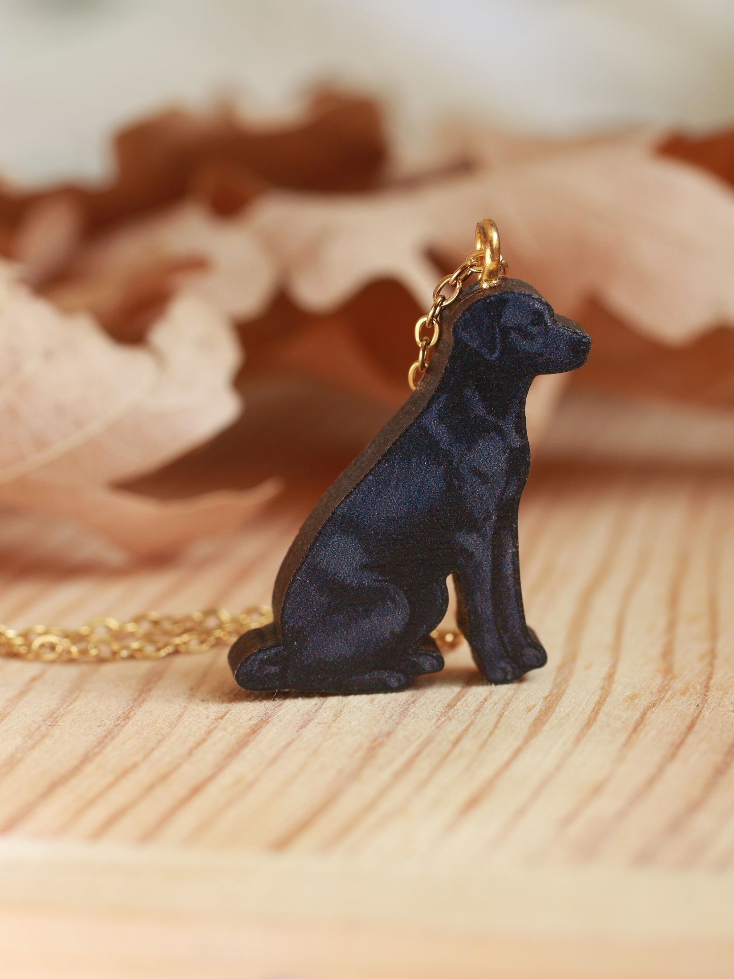 Black dog necklace - black Labrador pendant