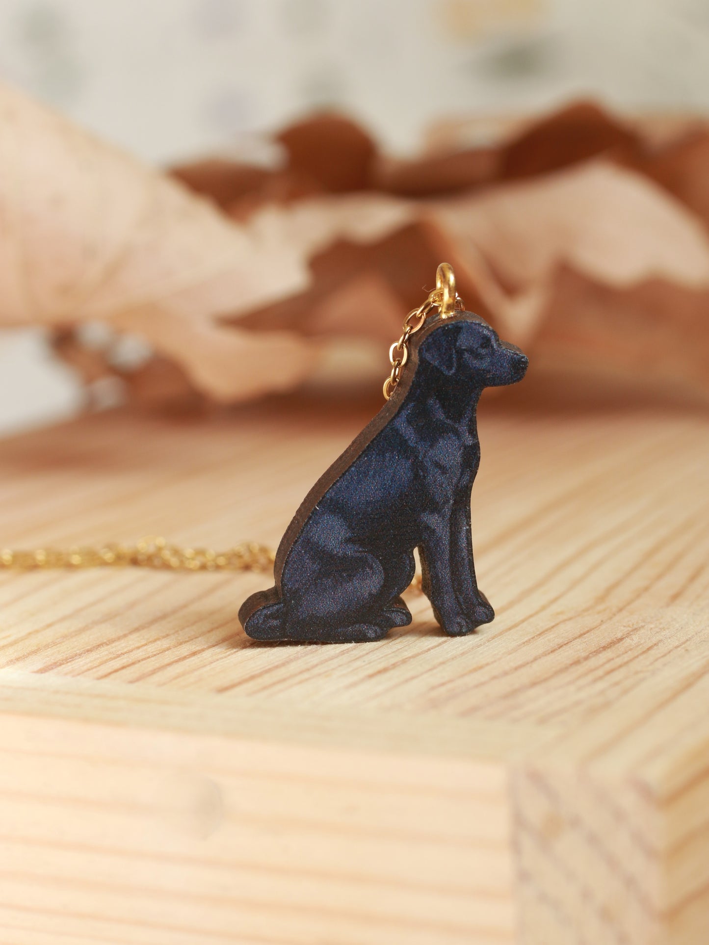 Black dog necklace - black Labrador pendant