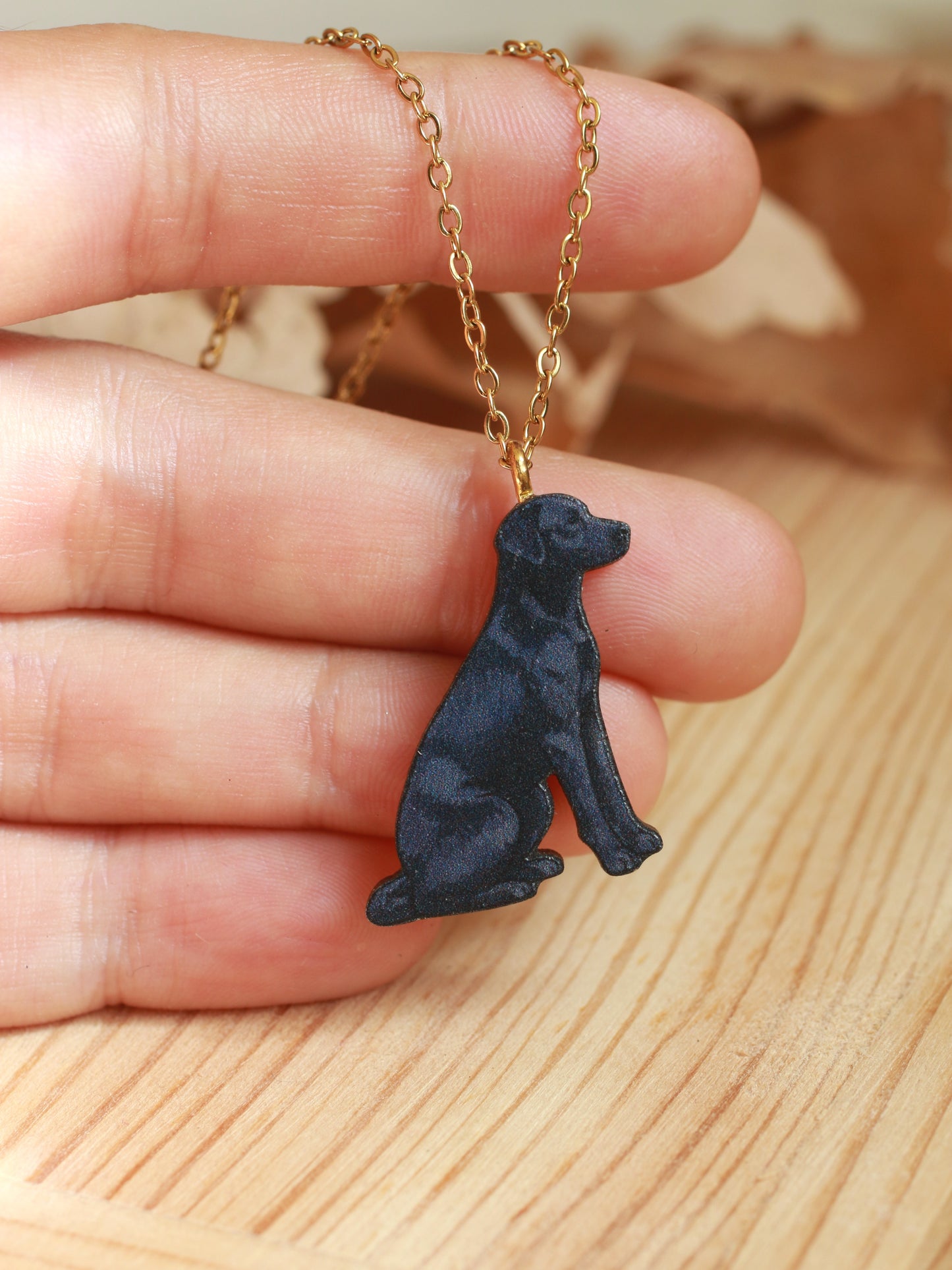 Black dog necklace - black Labrador pendant