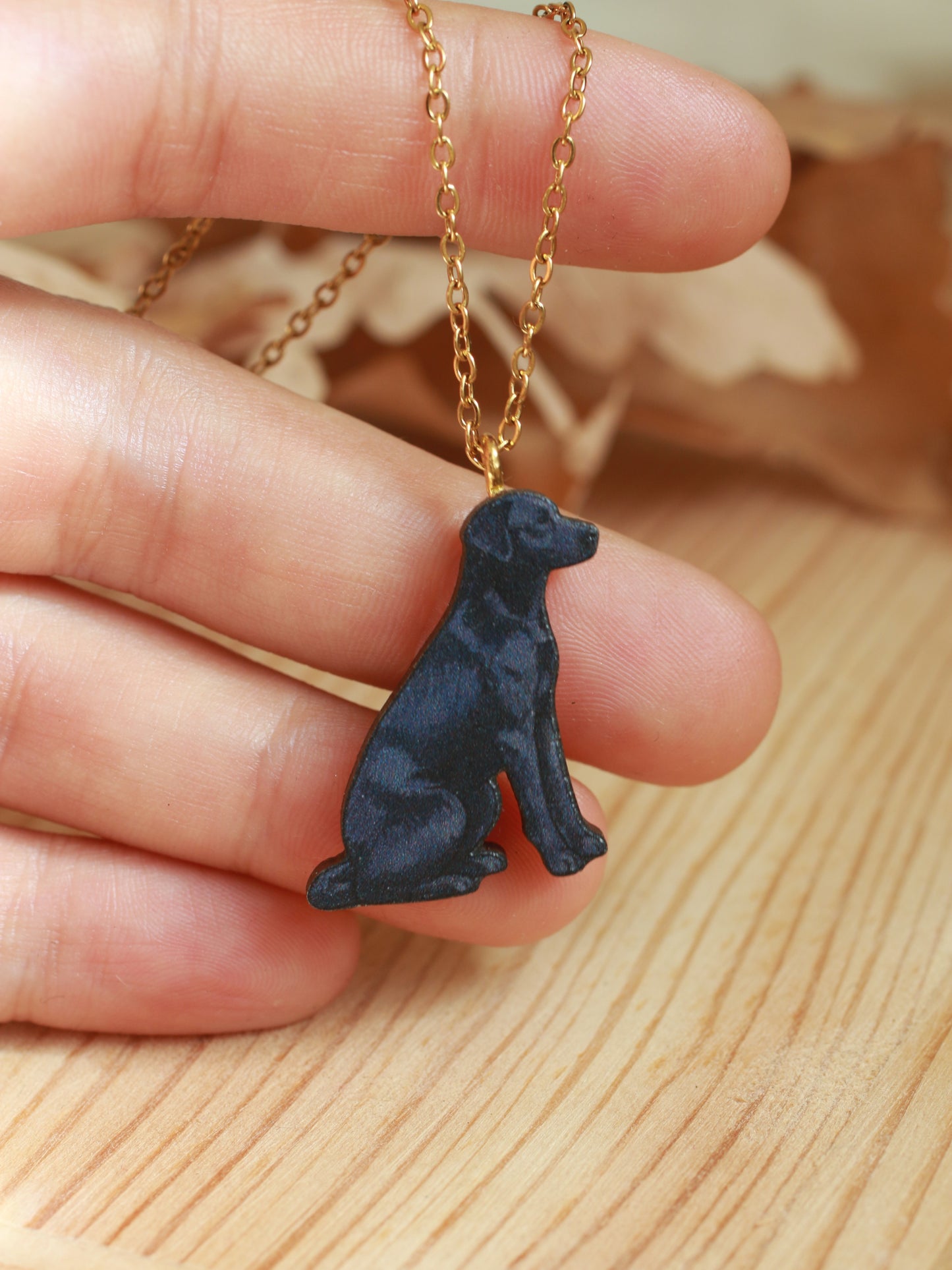 Black dog necklace - black Labrador pendant