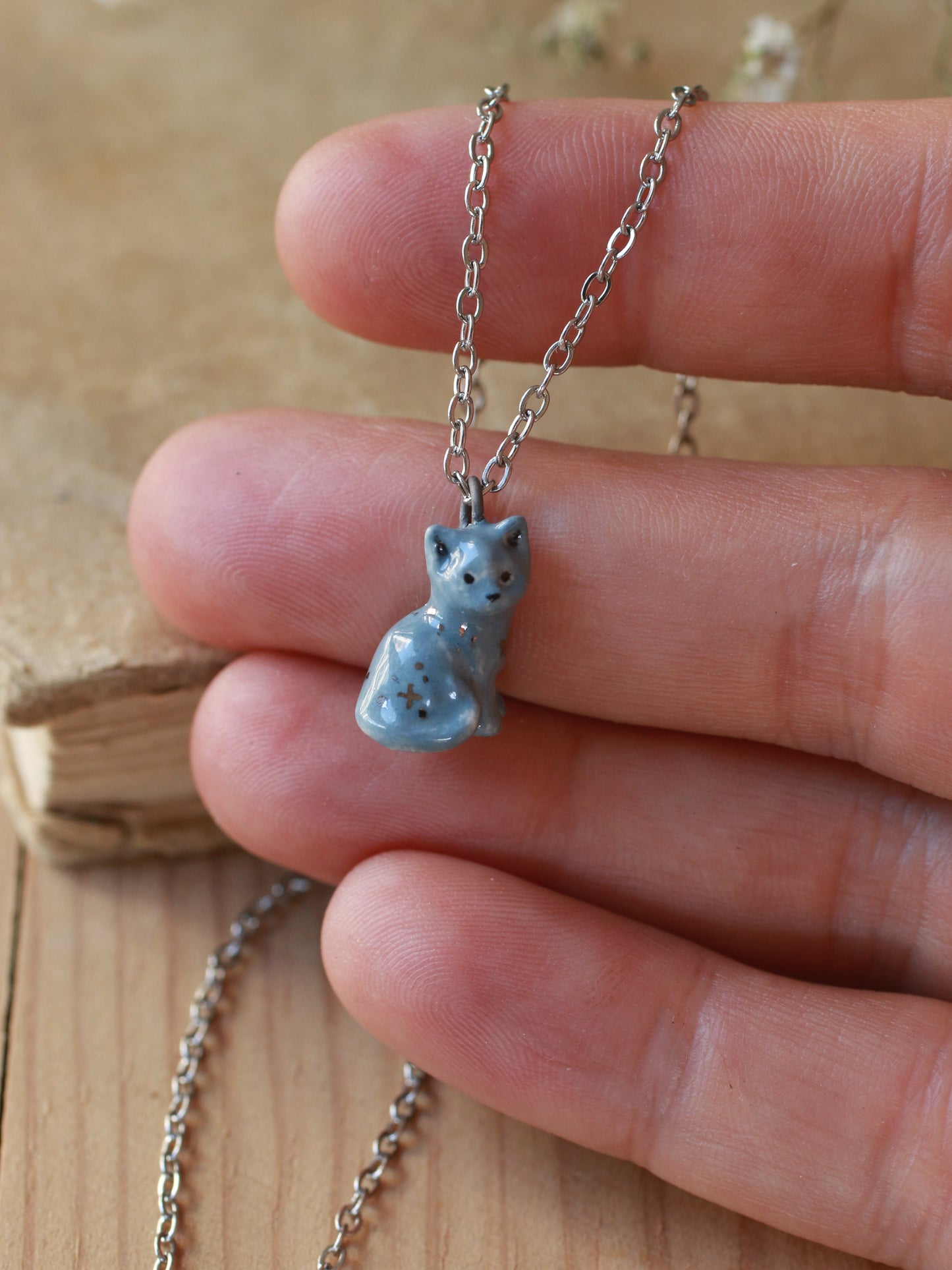 Grey cat necklace