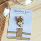 Wooden barn owl pin