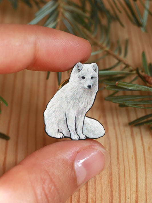 Arctic fox pin - white fox cub brooch