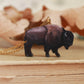 Bison necklace - Wooden buffalo pendant