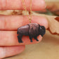 Bison necklace - Wooden buffalo pendant