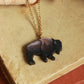 Bison necklace - Wooden buffalo pendant