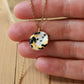 Sleeping calico cat necklace