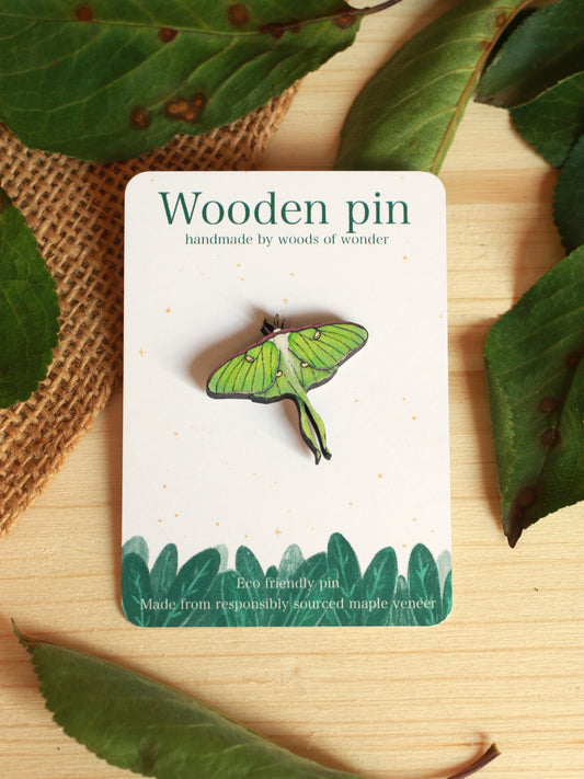 Luna moth - wooden pin