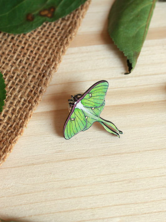 Luna moth - wooden pin