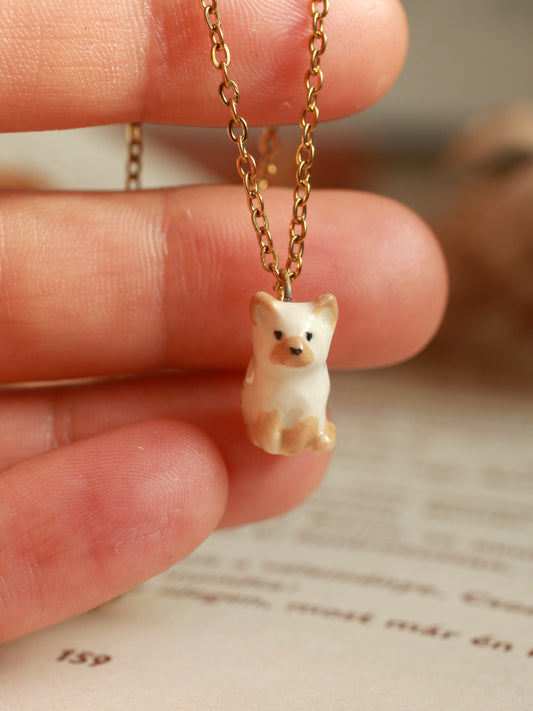 Ceramic Siamese cat necklace