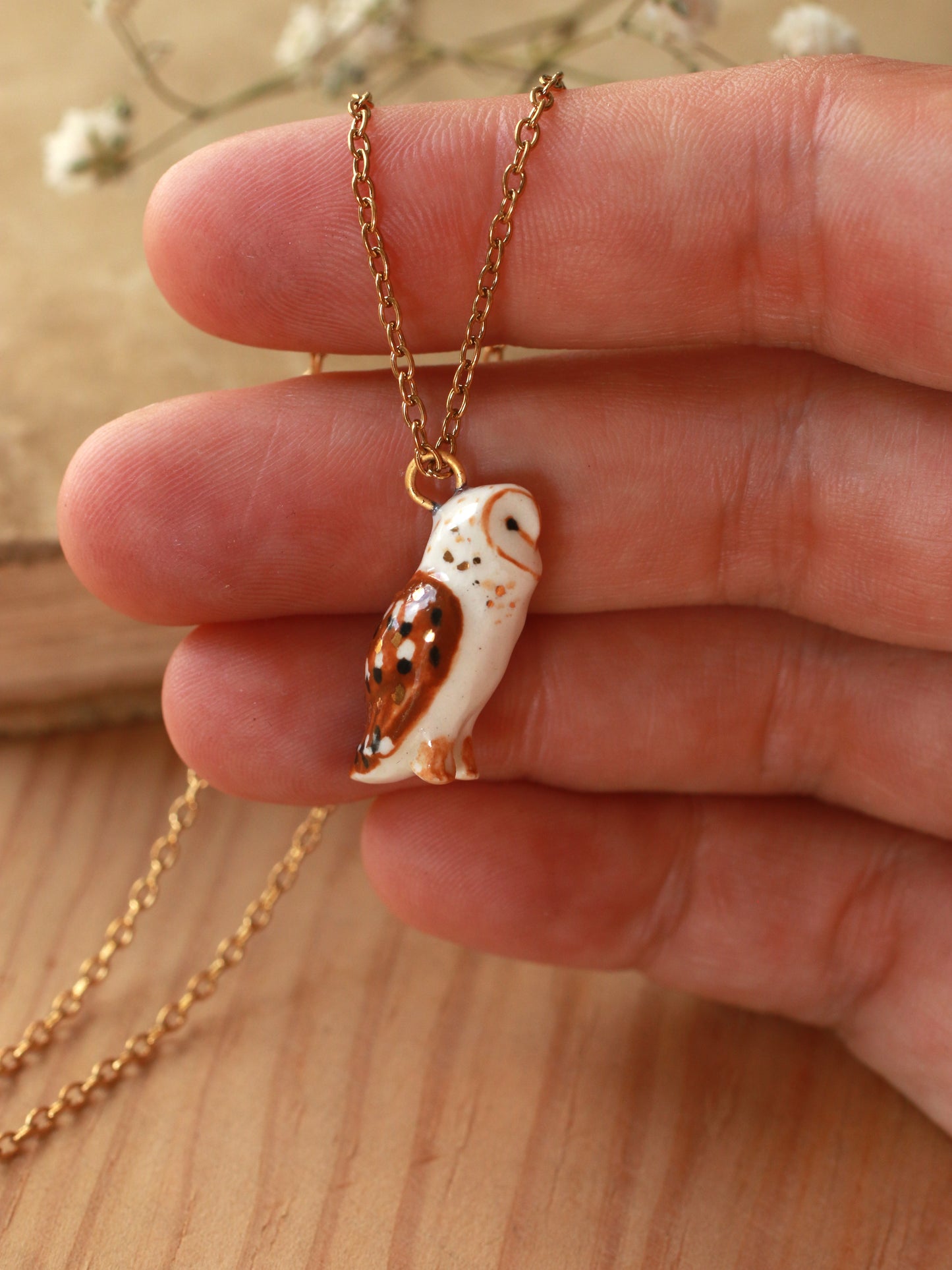 Barn owl necklace