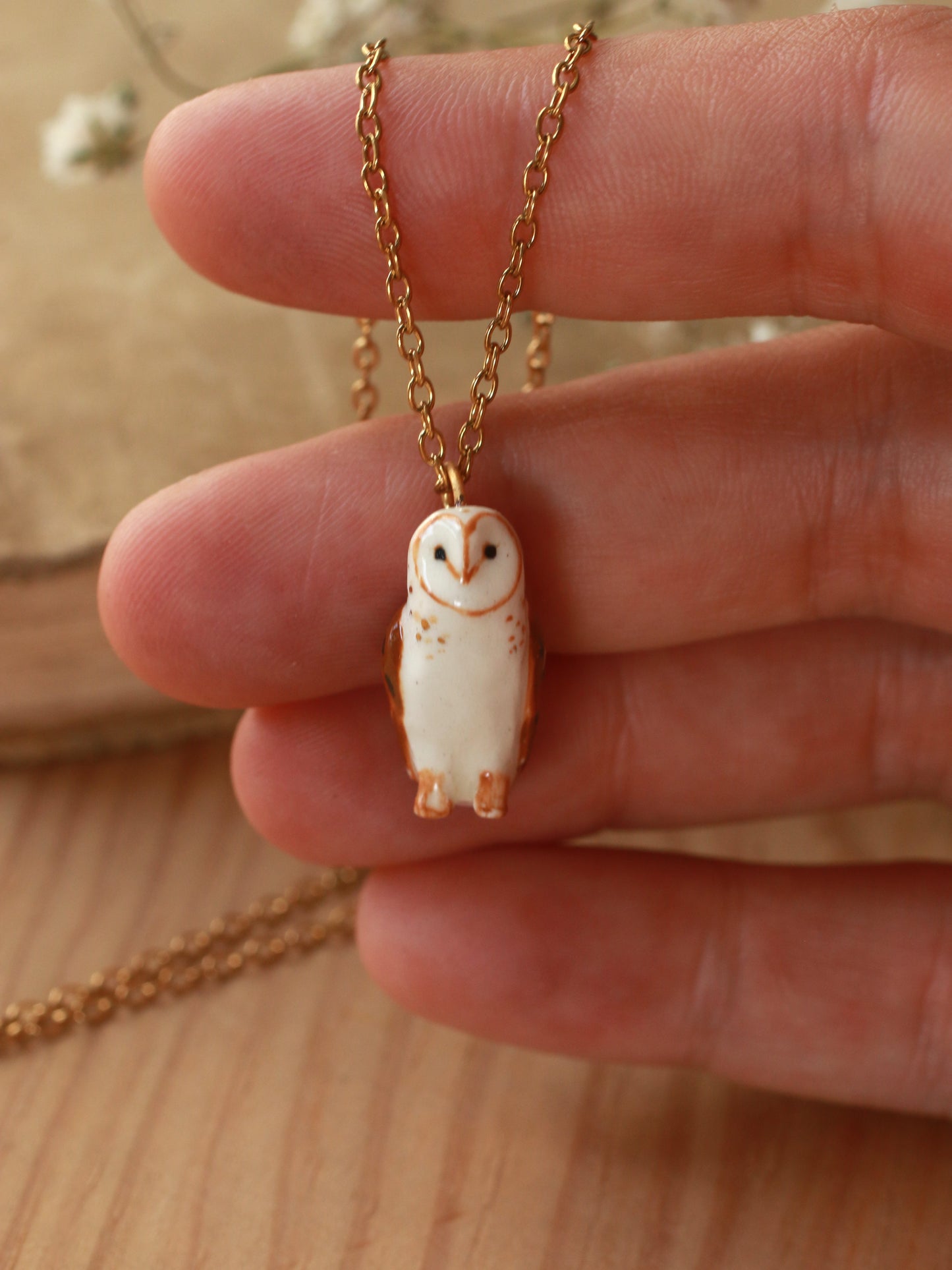 Barn owl necklace