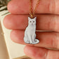 White cat necklace