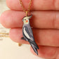 Cockatiel necklace - wooden parrot pendant