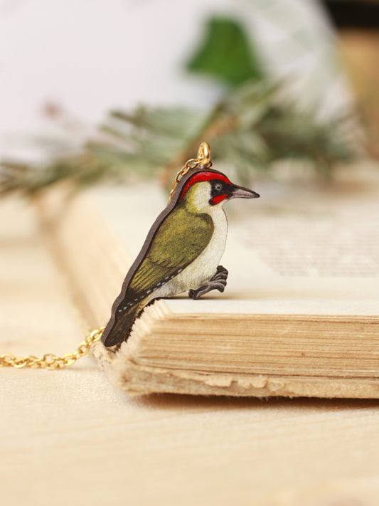 Green woodpecker necklace