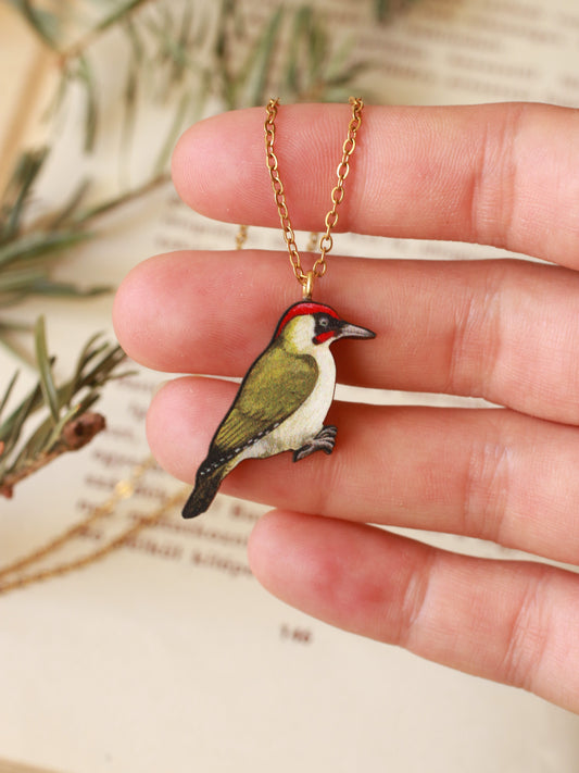 Green woodpecker necklace