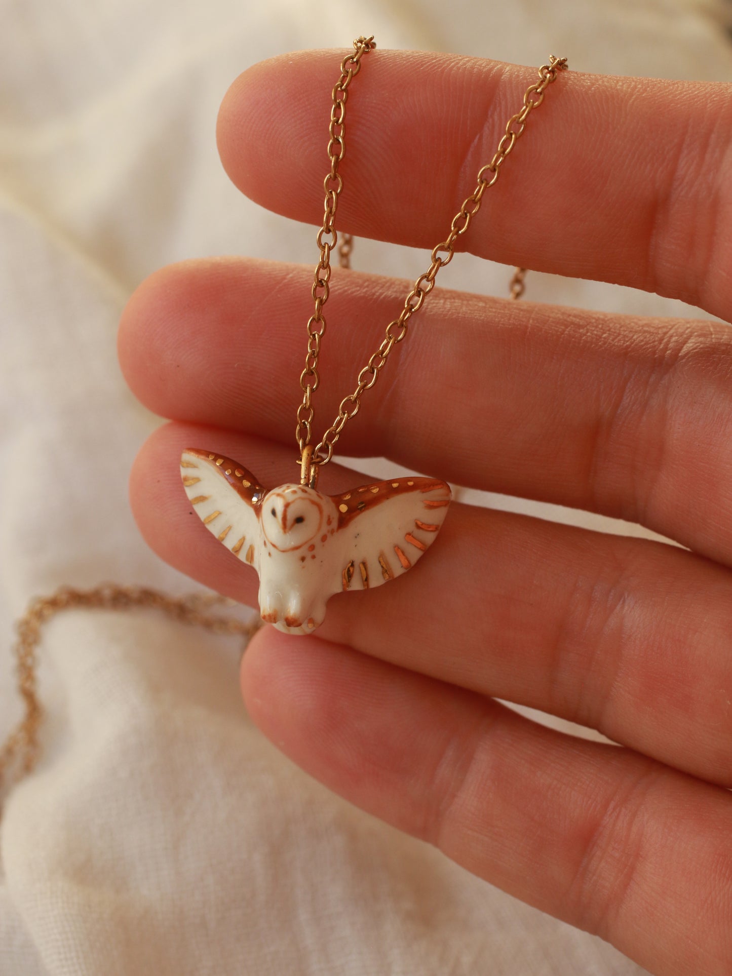 Barn owl necklace