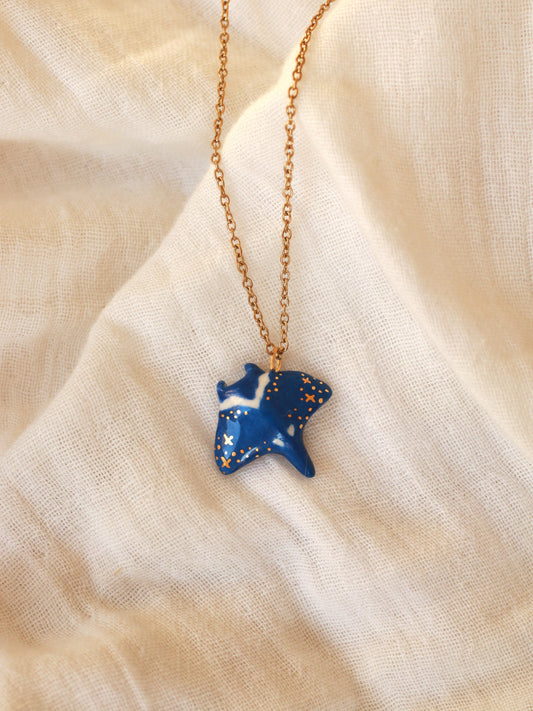 Dark blue Manta ray necklace