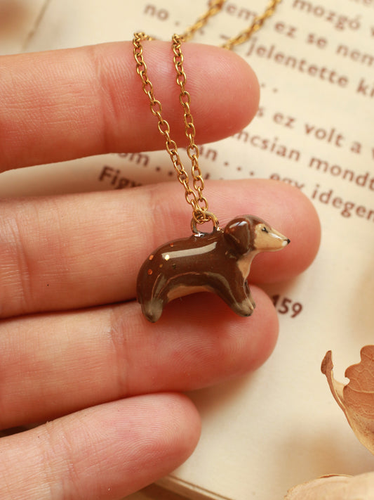 Brown Dachshund necklace