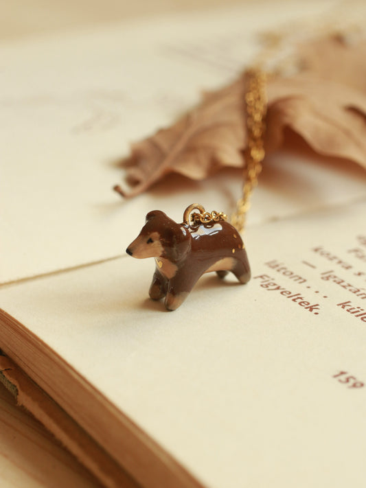 Brown Dachshund necklace