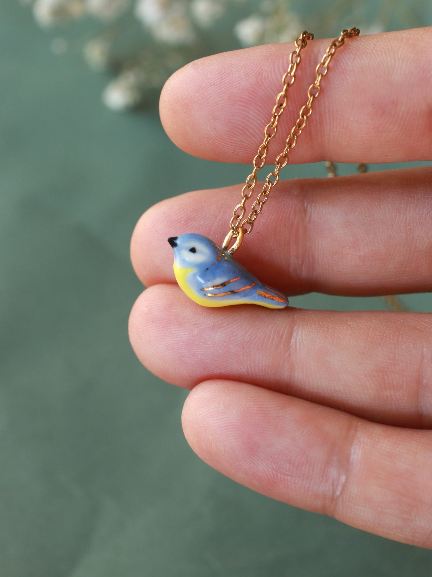 Blue tit necklace