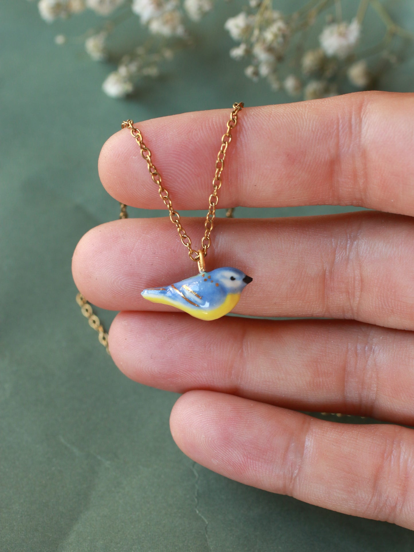 Blue tit necklace