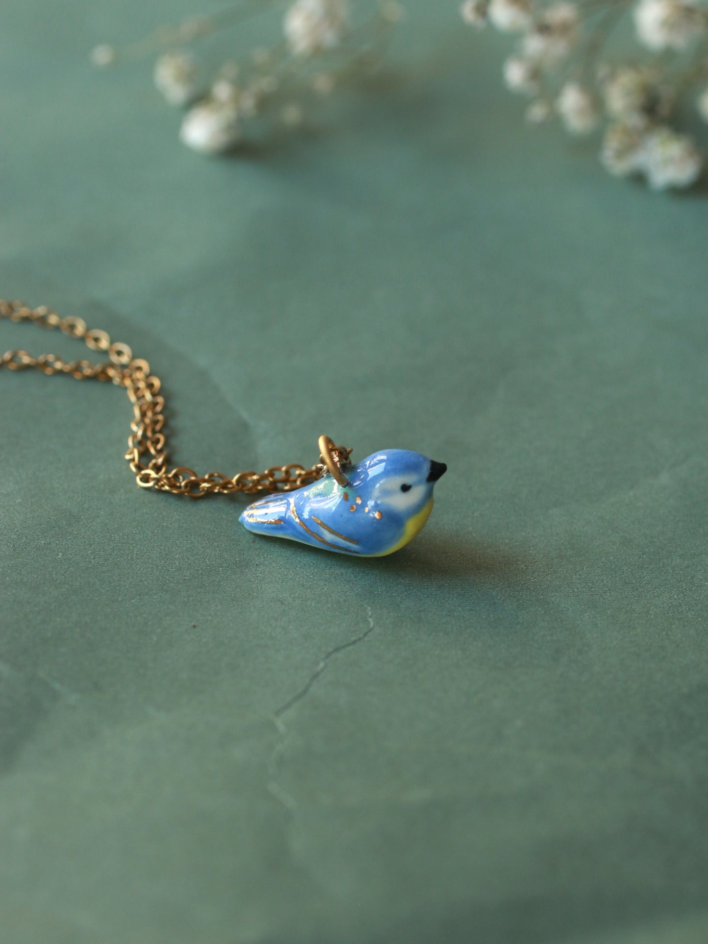 Blue tit necklace