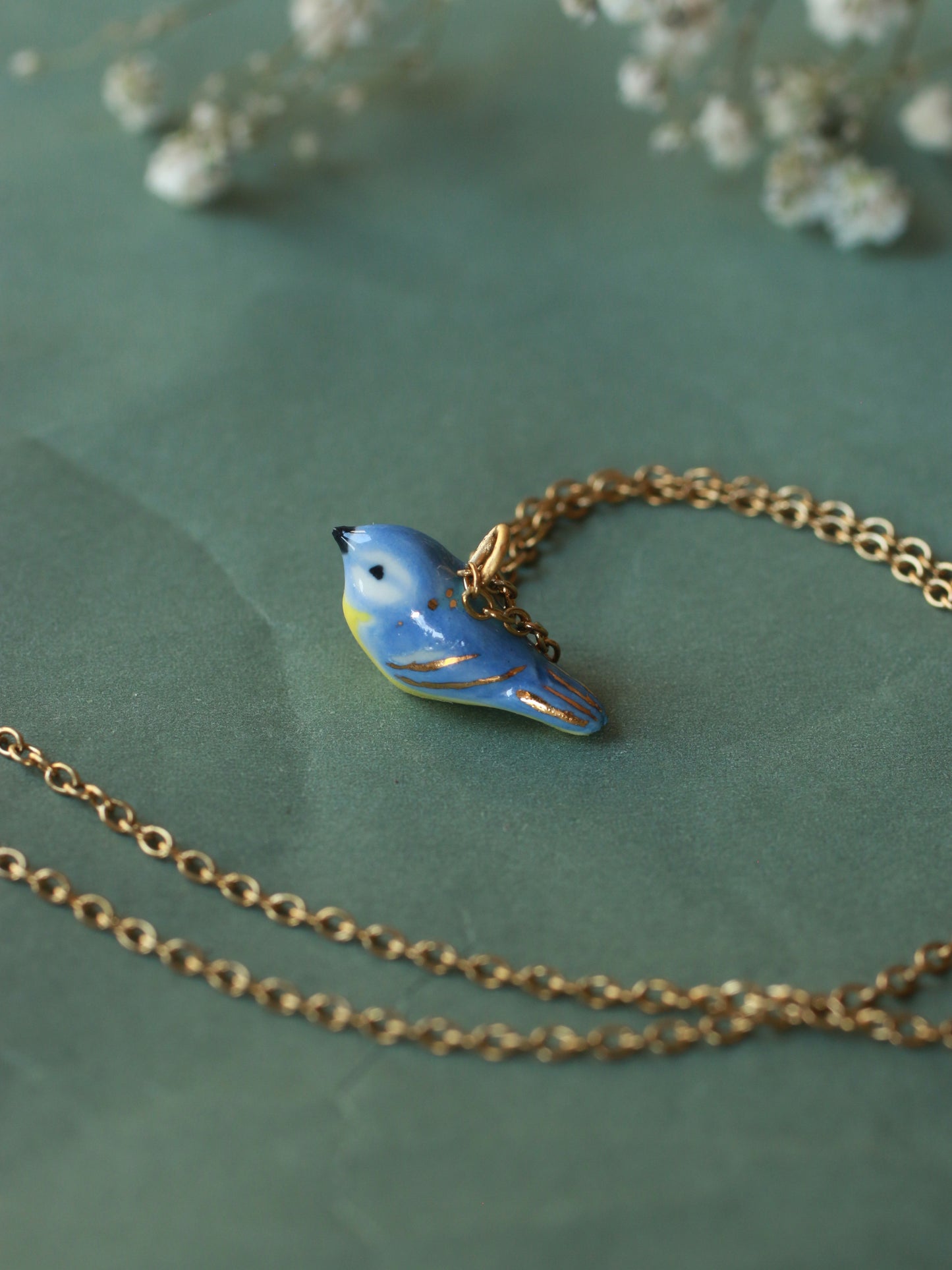 Blue tit necklace